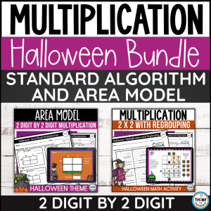 Halloween 2 Digit by 2 Digit Multiplication Area Model and Standard ...