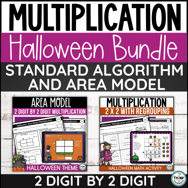 Halloween 2 Digit by 2 Digit Multiplication Area Model and Standard ...