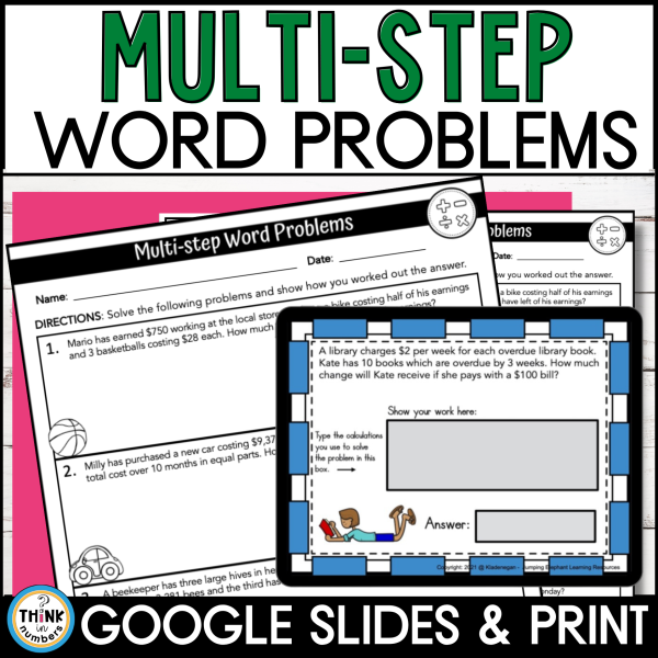 Multistep Word Problems using all 4 operations Google Slides & Print 4 ...