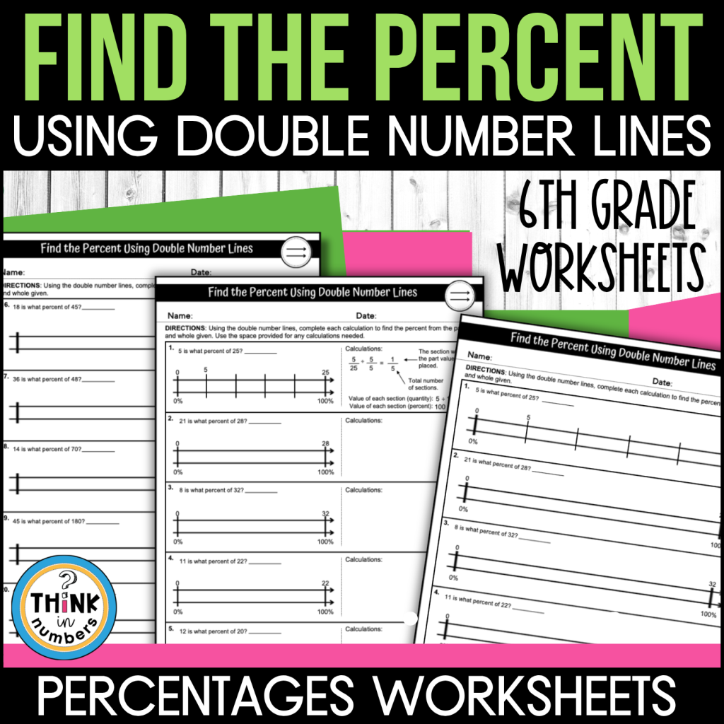Percentages Using Double Number lines Worksheets and Editable Templates ...