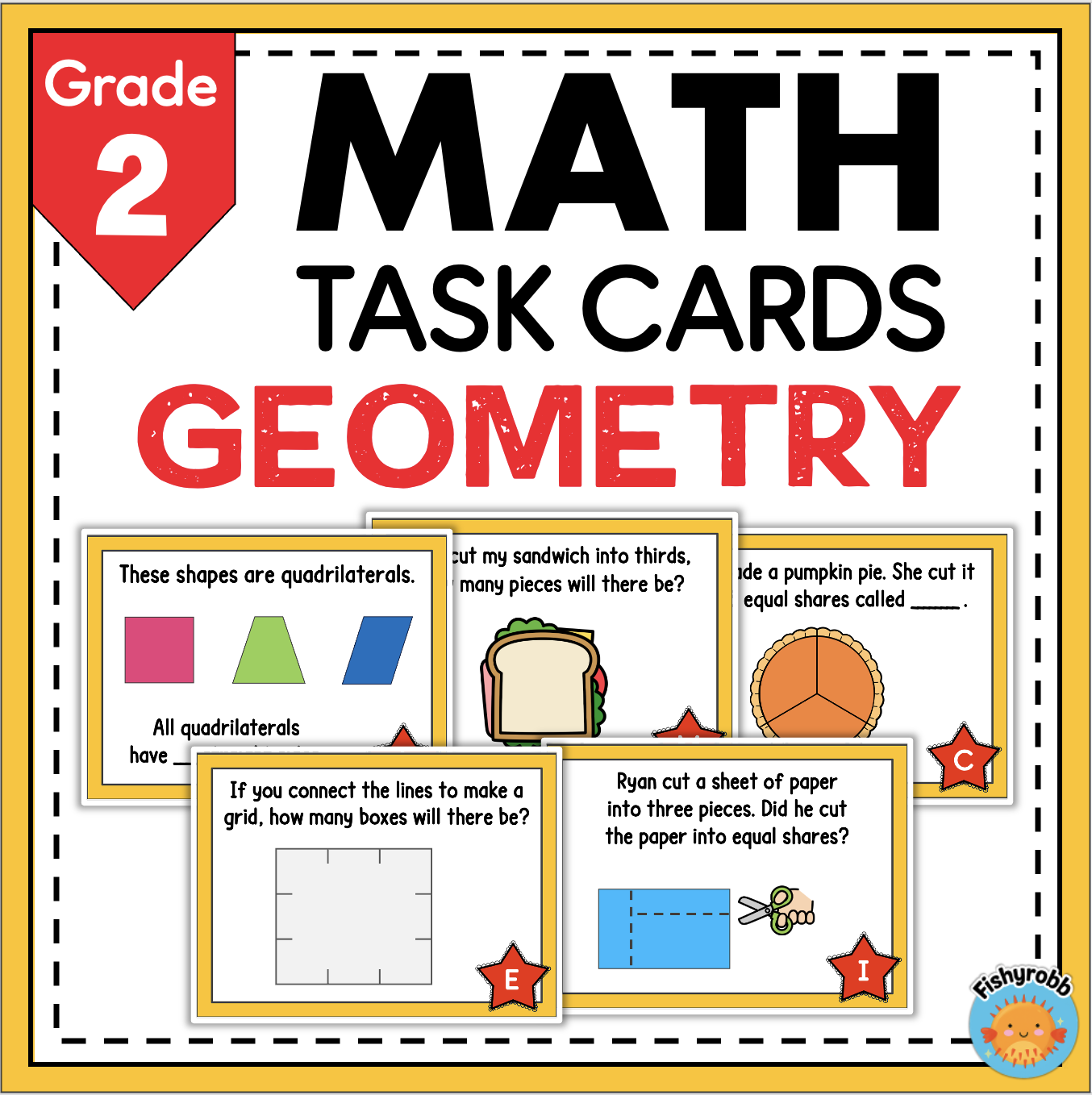 2nd Grade Geometry Task Cards Shapes Fractions Equal Shares Arrays | Made By Teachers 2nd Grade Geometry Task Cards Shapes Fractions Equal Shares Arrays | Made By Teachers