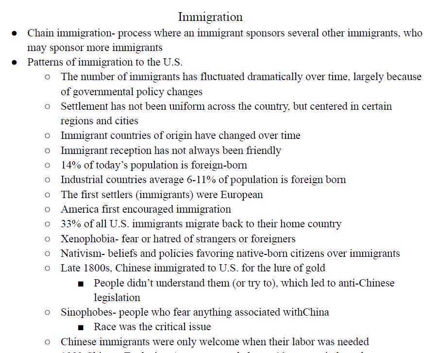 Immigration Notes