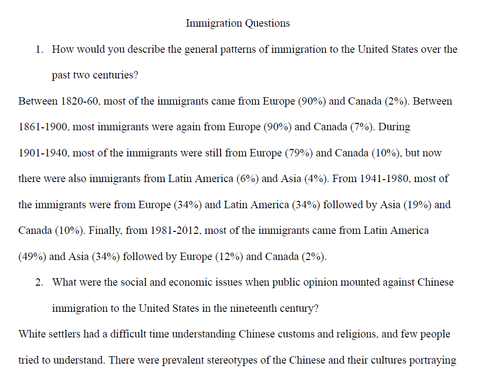Immigration Questions