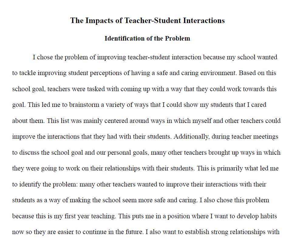 Impacts of Teacher-Student Interactions Paper