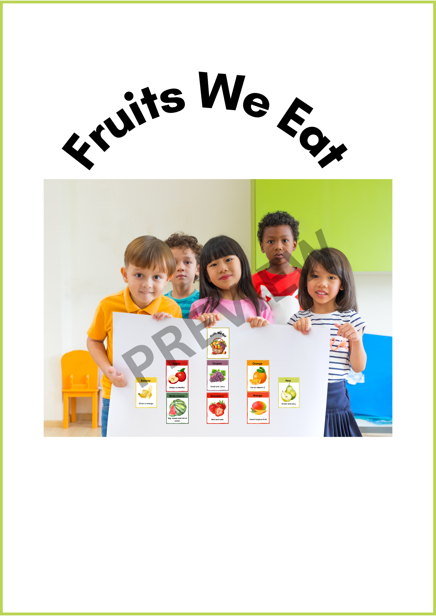 Fruits We Eat – 10 Colorful A4 Posters with Real Images and Descriptions