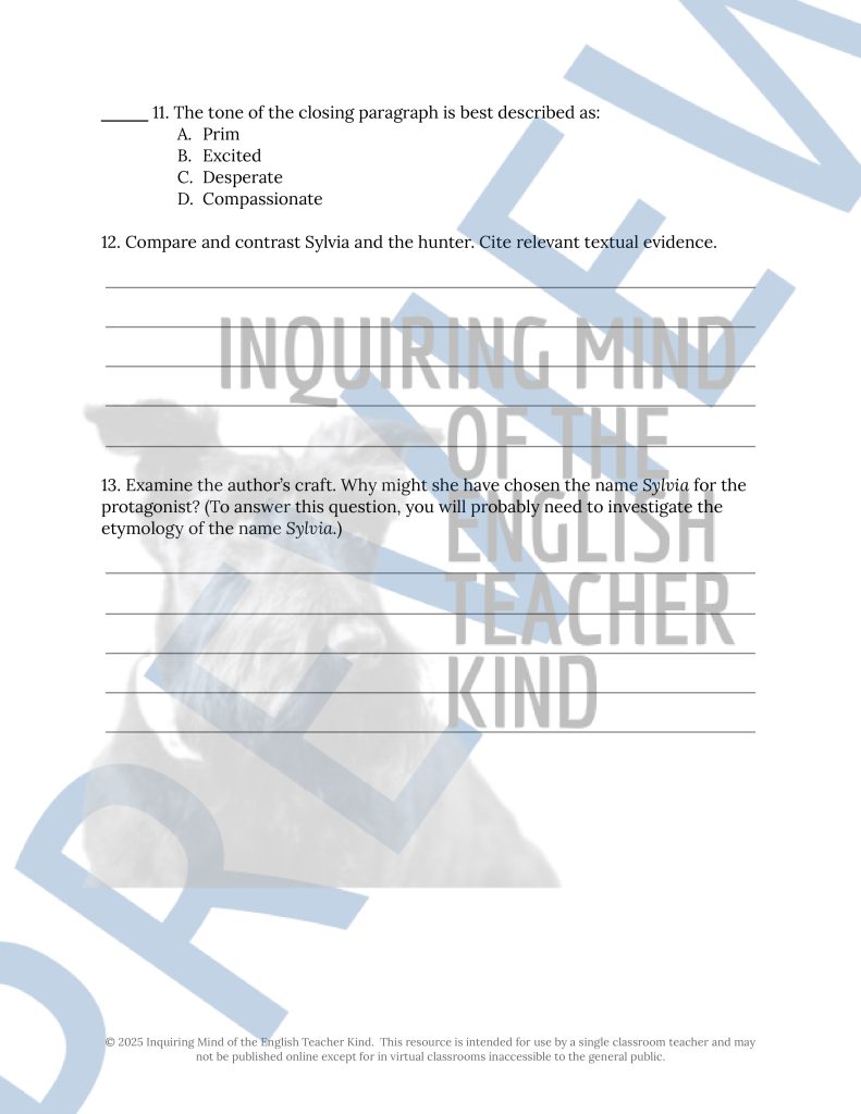 "A White Heron" by Sarah Orne Jewett Close Reading Worksheet and Lesson ...