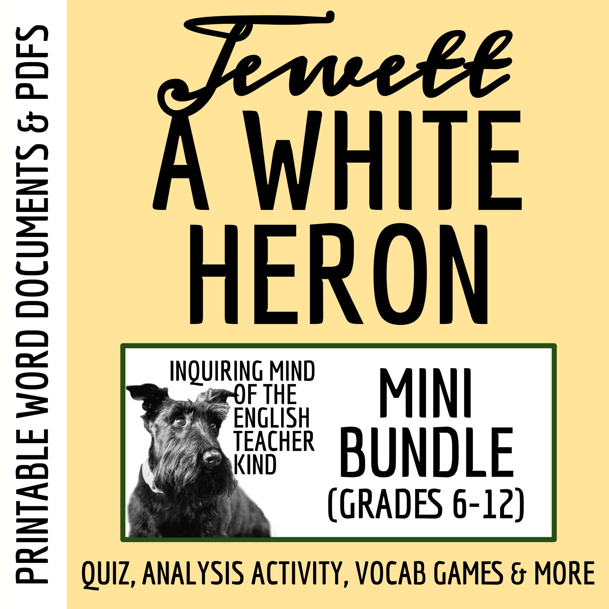 "A White Heron" Quiz, Analysis Worksheet, Vocabulary Activities, and Sub Plans