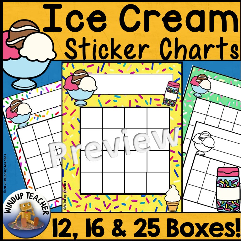 Ice Cream Sticker Charts Printable Reading Incentive Reward Reproducibles