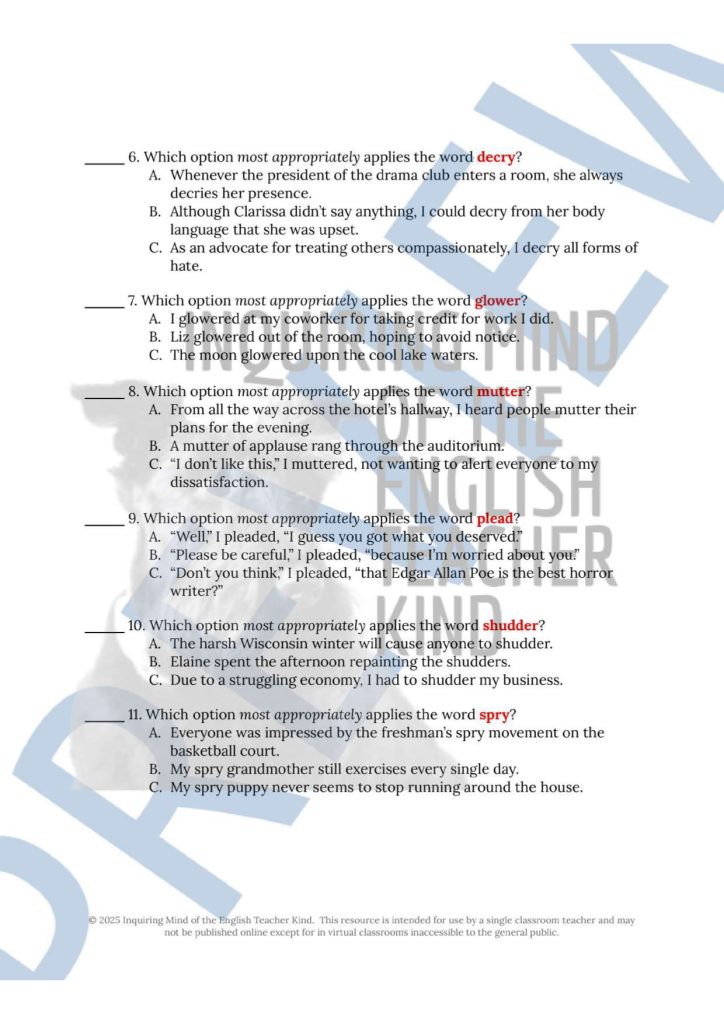 "The Devil and Daniel Webster" Vocabulary Games for High School (Short ...