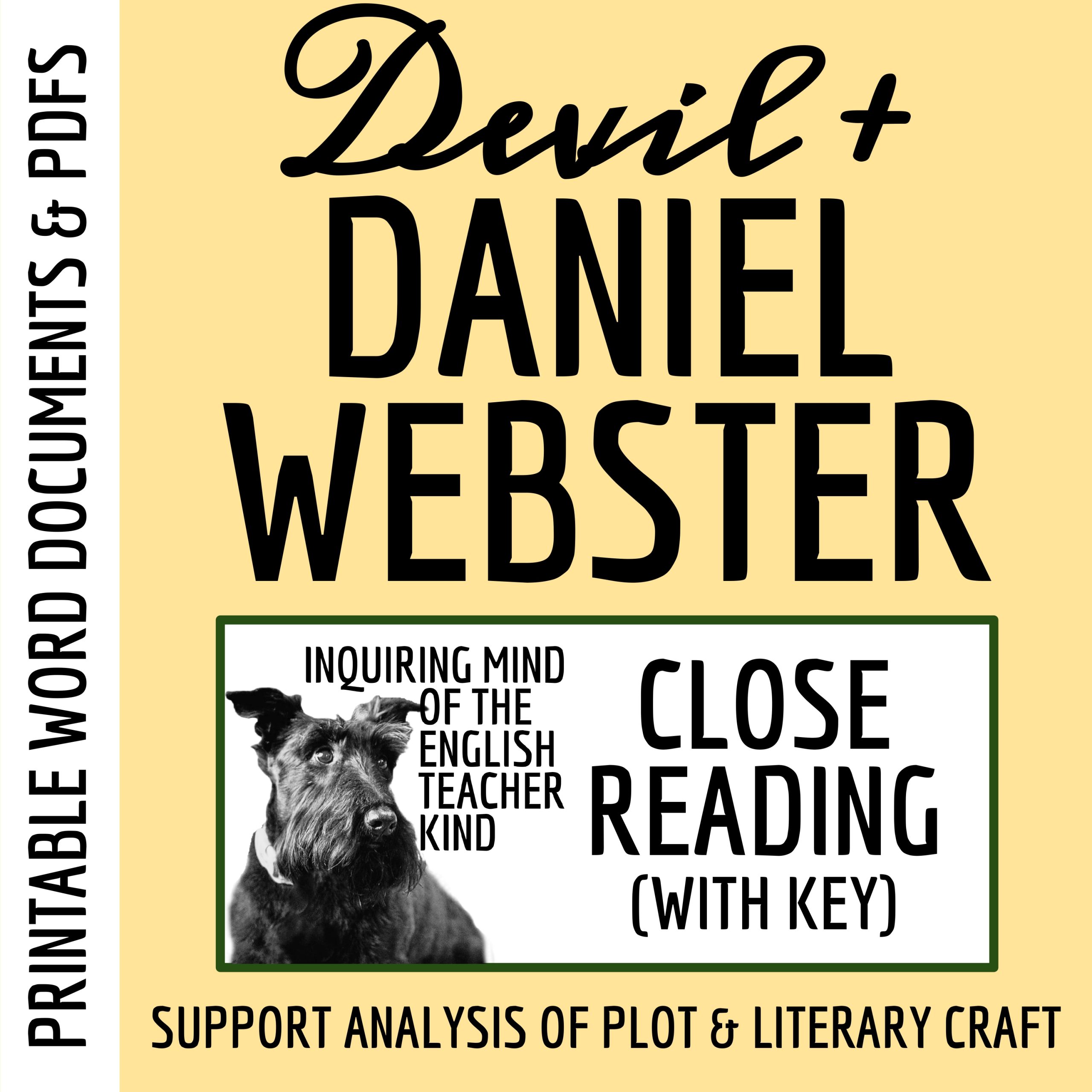 "The Devil and Daniel Webster" Close Reading Analysis Worksheet (Short Story)