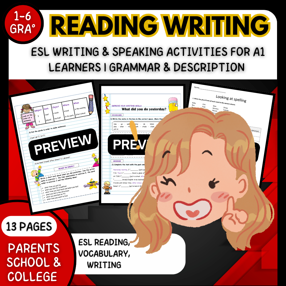 ESL Writing & Speaking Activities for A1 Learners | Grammar & Description Practice