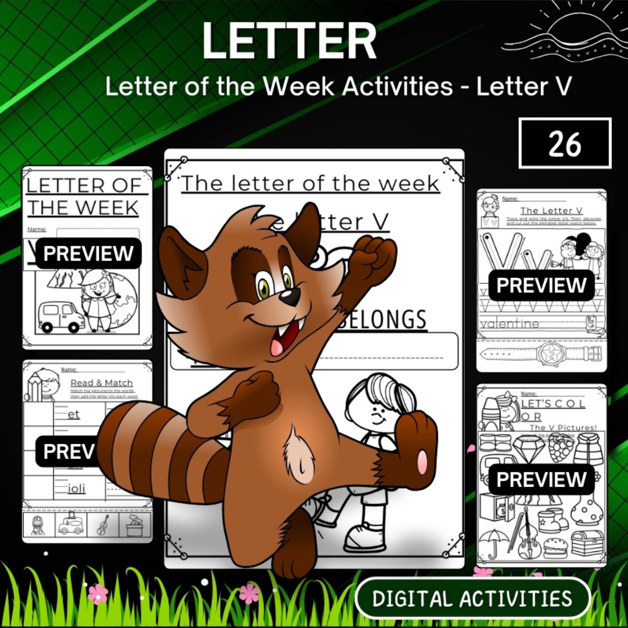 Phonics Letter of the Week V for kindergarten students