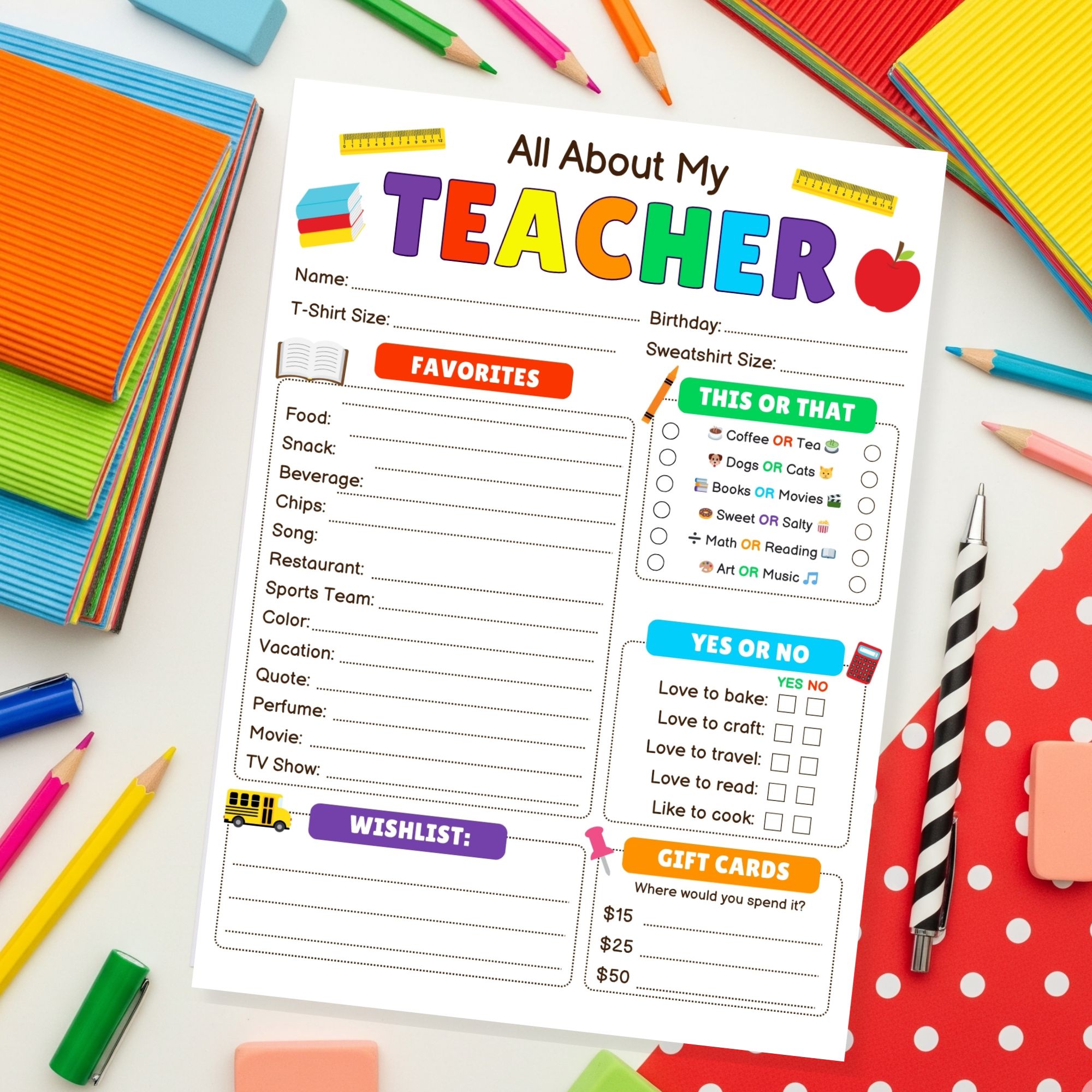 Editable All About My Teacher Template | Back to School Meet the ...