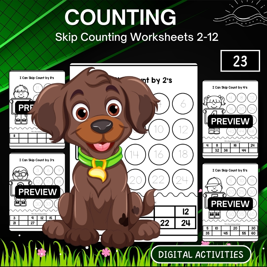 Skip Counting from 2s through 12s Worksheets