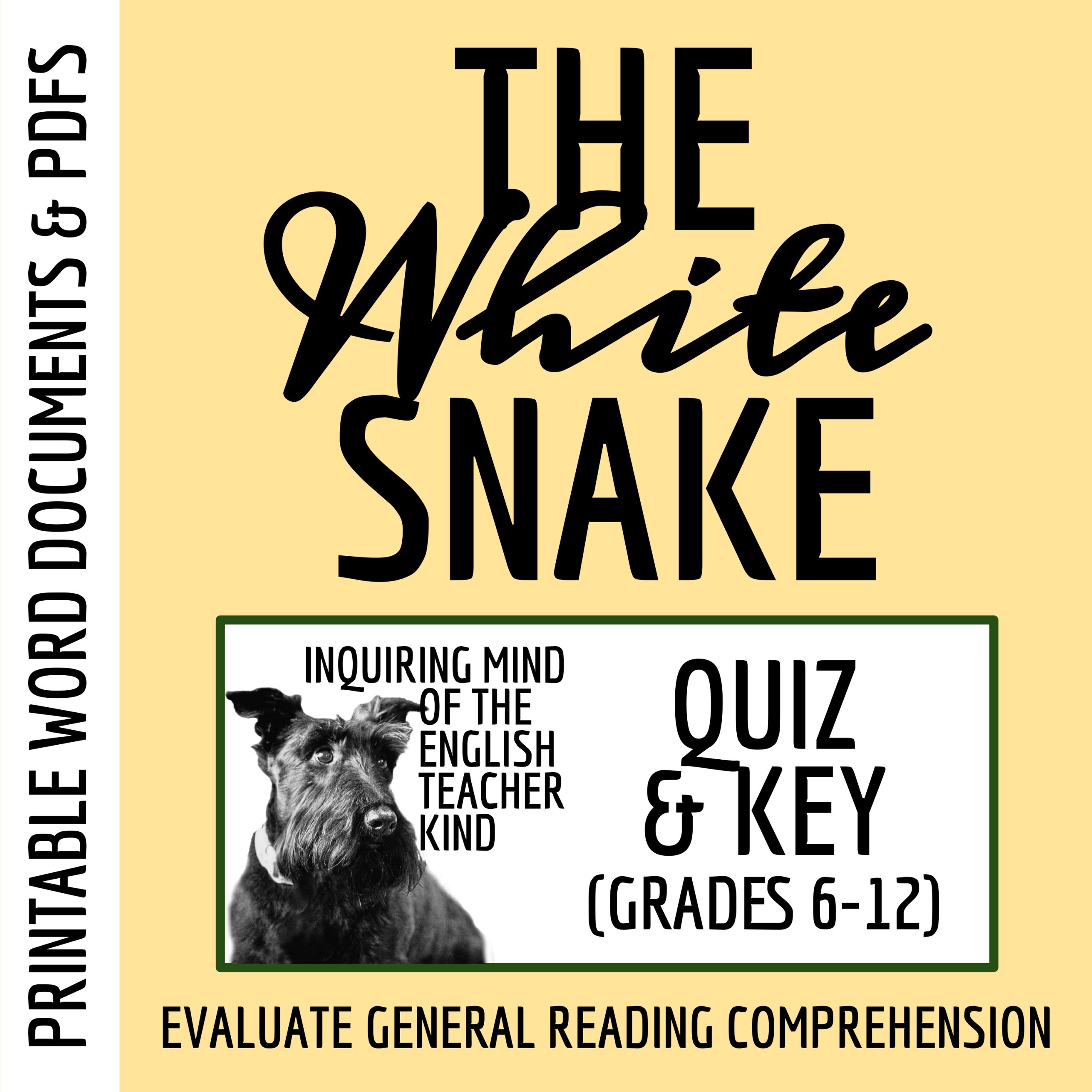"The White Snake" Quiz and Answer Key (Grimm's Fairy Tale / Short Story)