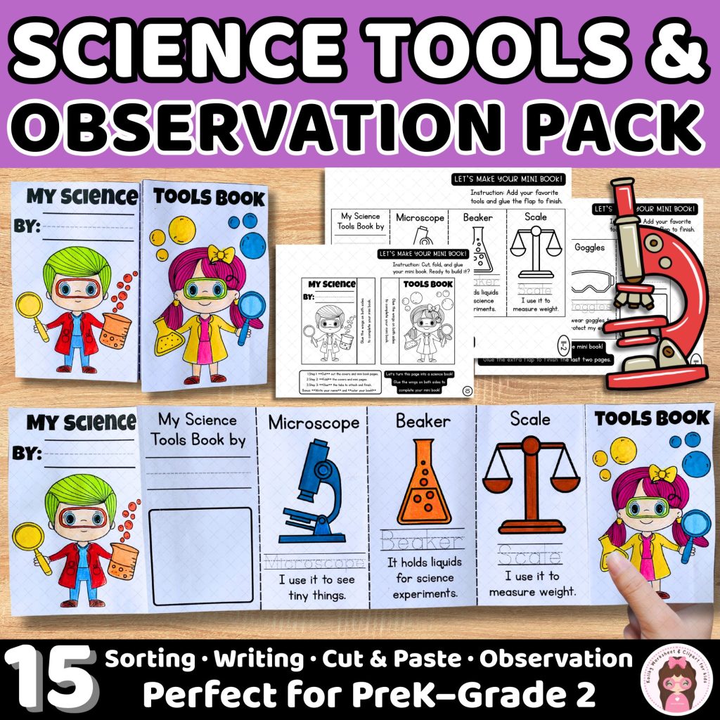 Science Tools and Observation Worksheets for PreK to Grade 2 STEM ...