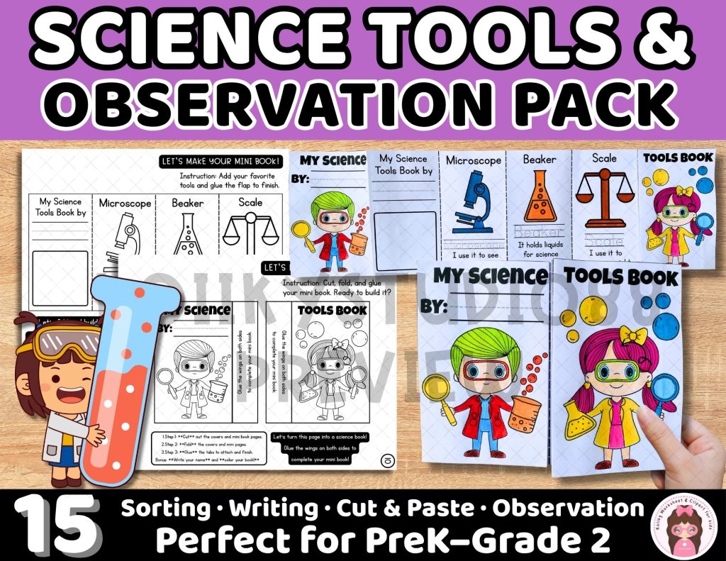 Science Tools and Observation Worksheets for PreK to Grade 2 STEM ...