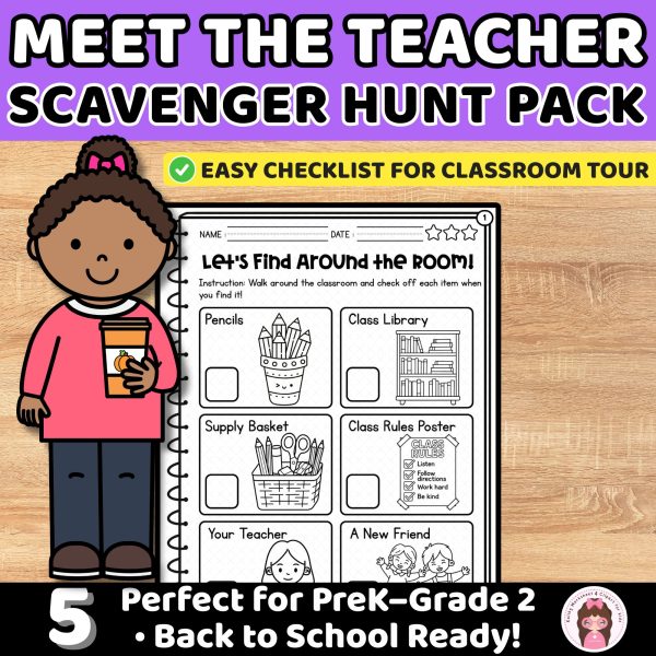 Meet the Teacher Scavenger Hunt Back to School Activity PreK–2 | Made ...