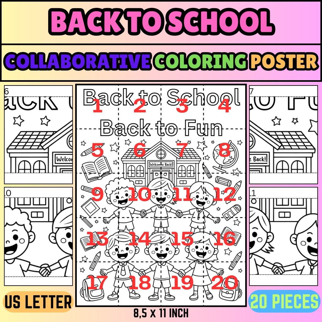 Back to School Collaborative Coloring Poster | "Back to Fun" – First ...