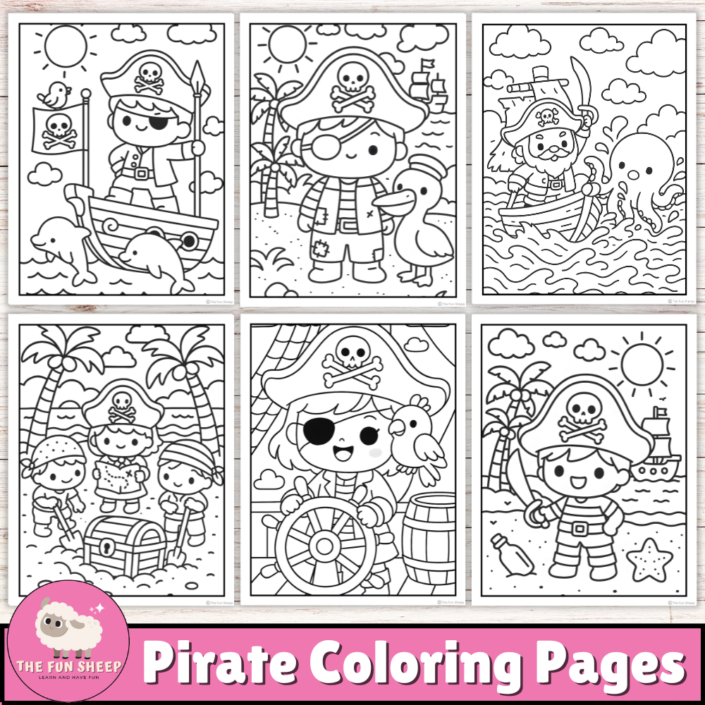 Pirate Coloring Pages | Fun Ocean & Treasure Theme Coloring Sheets for Kids