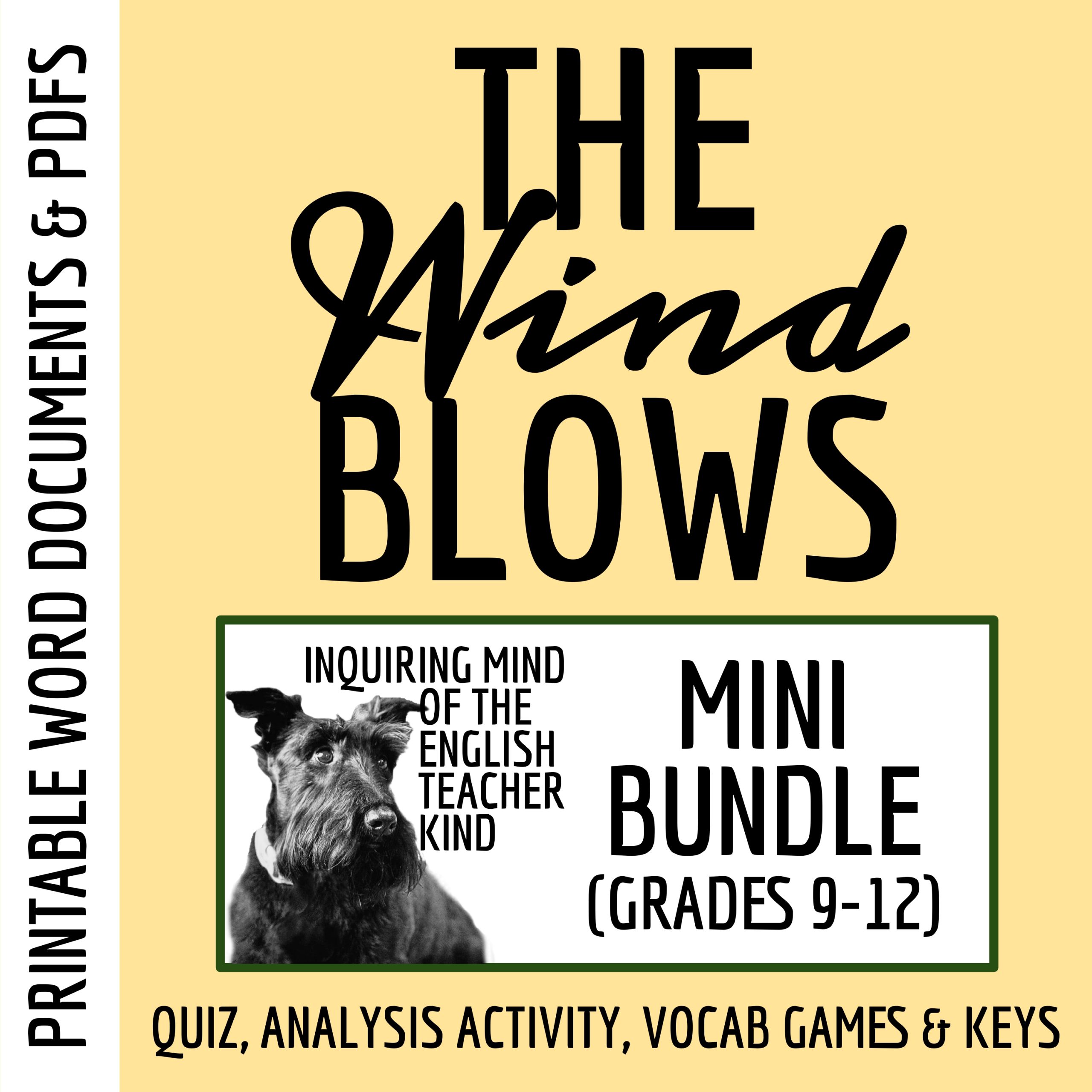 "The Wind Blows" Quiz, Close Reading Analysis Worksheet, and Vocabulary Games (Short Story)