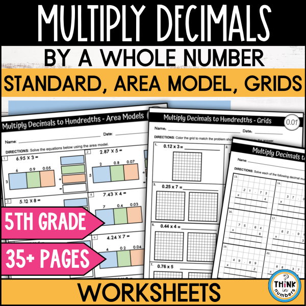 Multiplying Decimals by a Whole Number Worksheets Area Model Standard ...