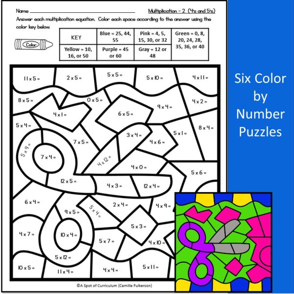 Back to School Math Coloring Sheets Pages Multiplication - Color by ...