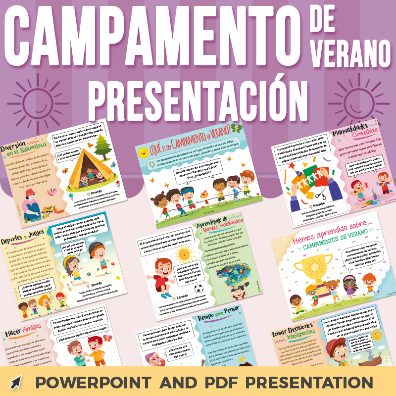 Campamento de Verano PowerPoint con Preguntas de Pensamiento Crítico