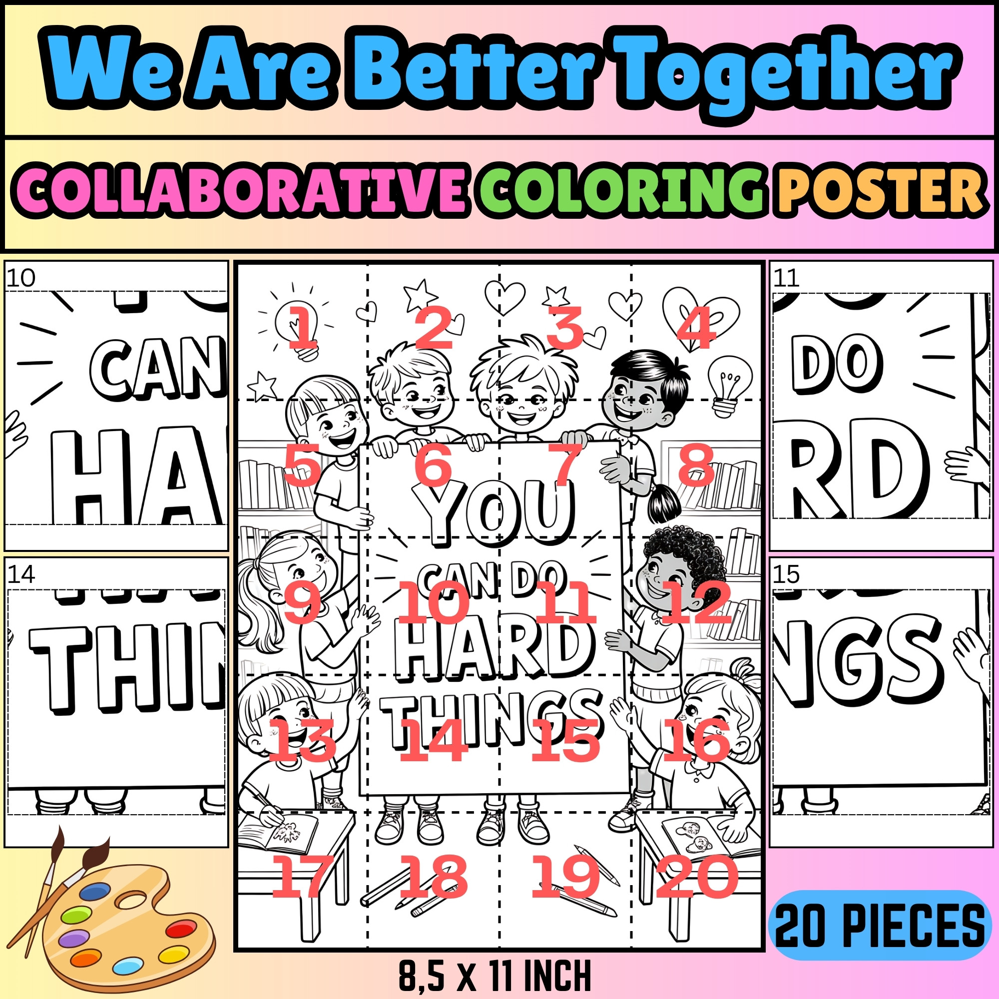 Back to School Collaborative Coloring Poster | Group Activity | 20 ...
