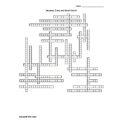 Deviance, Crime, and Social Control Vocabulary Crossword for Sociology