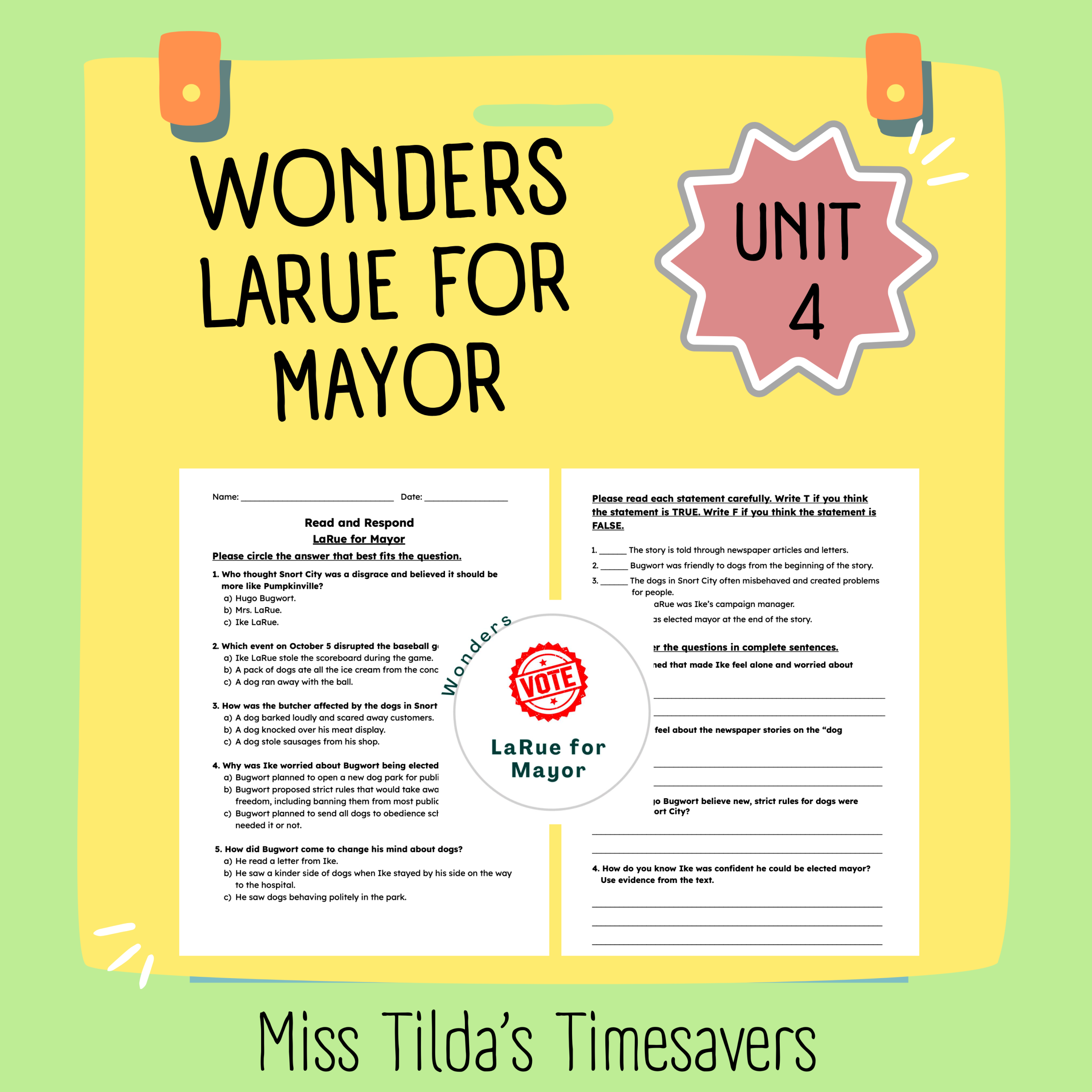 Read and Respond Activity Pack - Grade 5 Wonders: Unit 4 - Made By Teachers