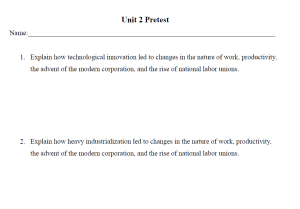 Industrialism Unit Pre-Test