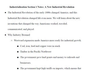 Industrialization Notes (Middle School)