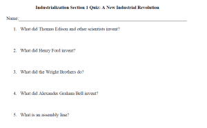 Industrialization Quizzes (Middle School)