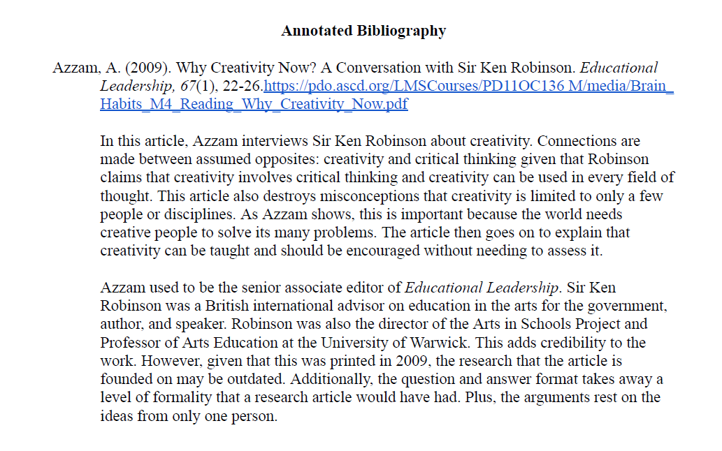 Inquiry and Information in Education Annotated Bibliography