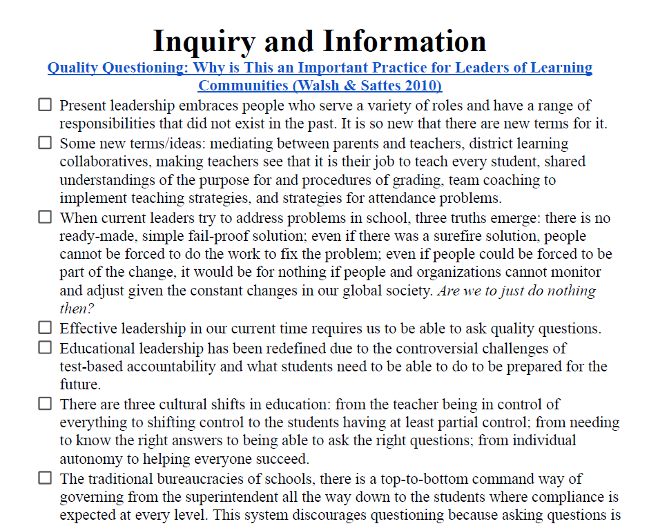 Inquiry and Information Notes