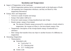 Insolation and Temperature Notes