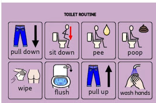 Toilet Training Bathroom Visual Sequence Routine for Autism AAC Hand Washing