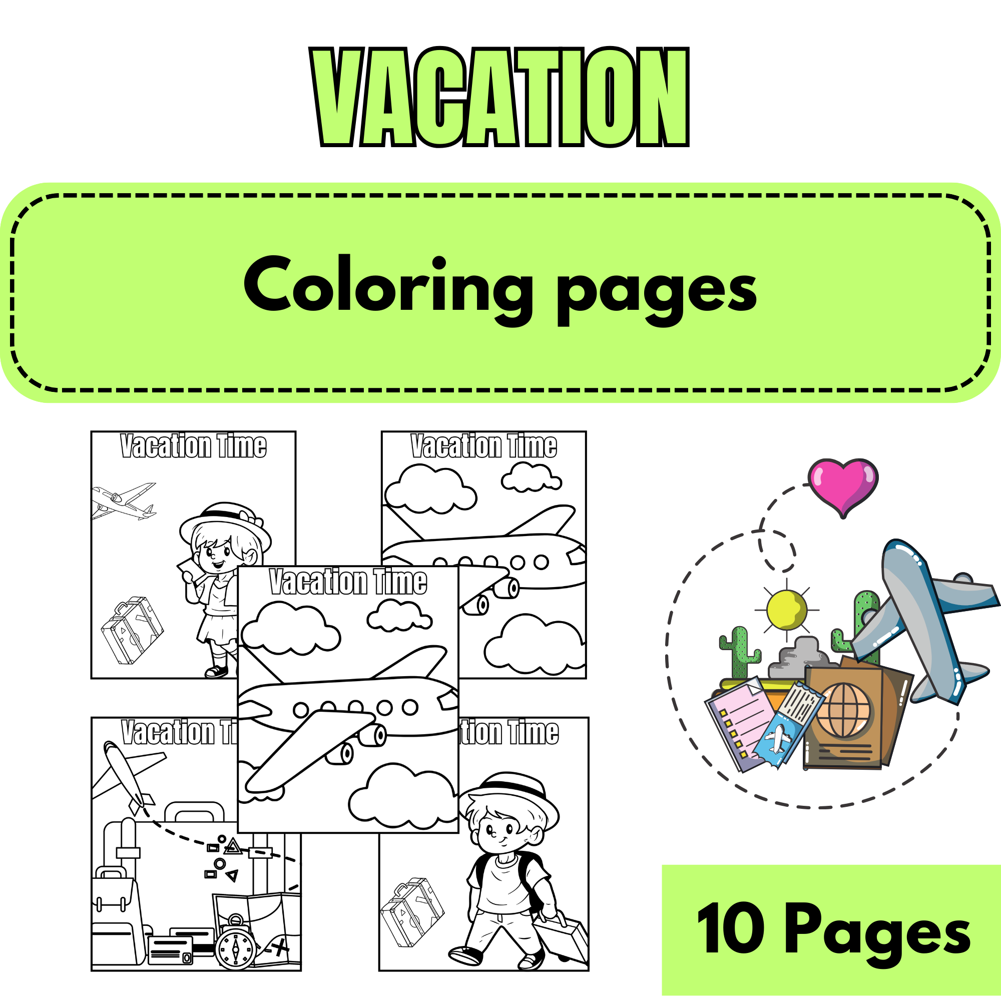 Vacation Coloring Pages for Kindergarten to 2nd Grade | 10 Fun, Printable Summer Activity Sheets
