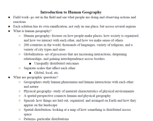 Introduction to Human Geography Notes