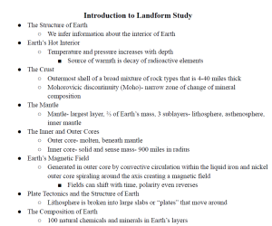Introduction to Landform Study Notes