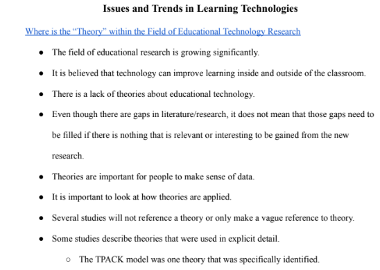 Issues and Trends in Curriculum and Instruction Notes