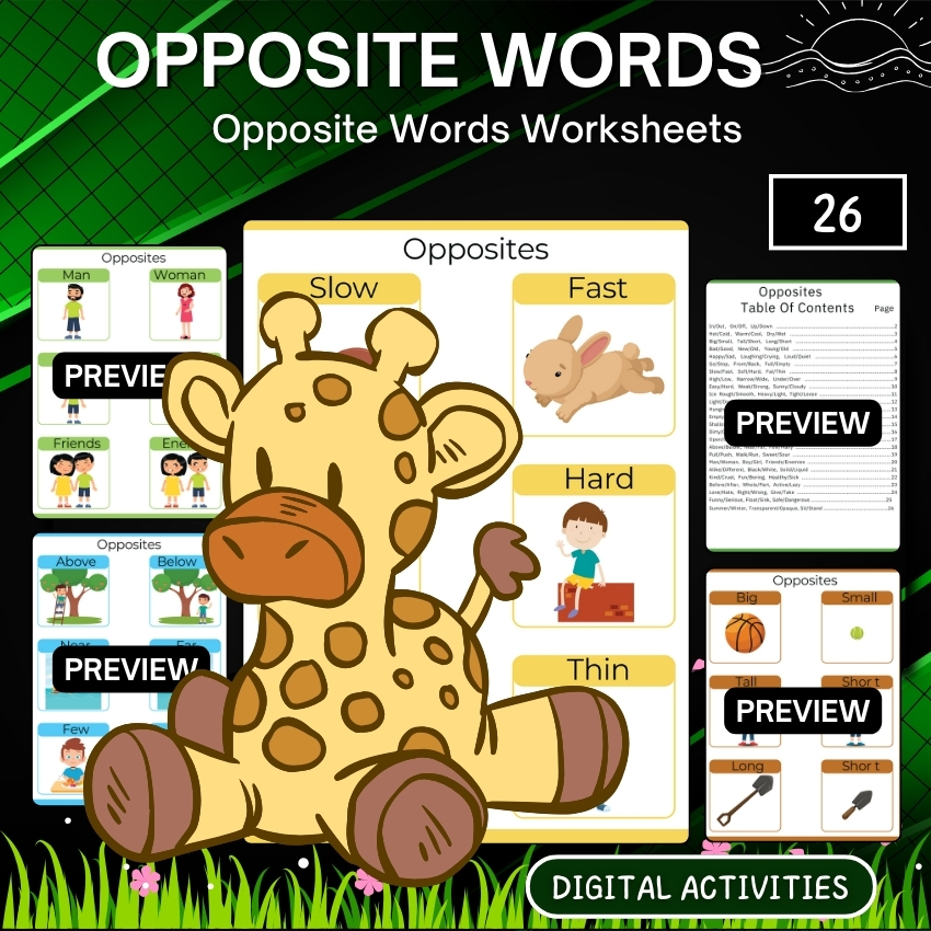 Opposite Words Worksheets back to school activities