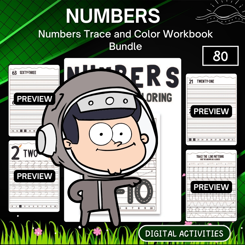 Numbers Trace and Color Workbook Bundle back to school