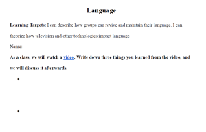 Language Worksheet