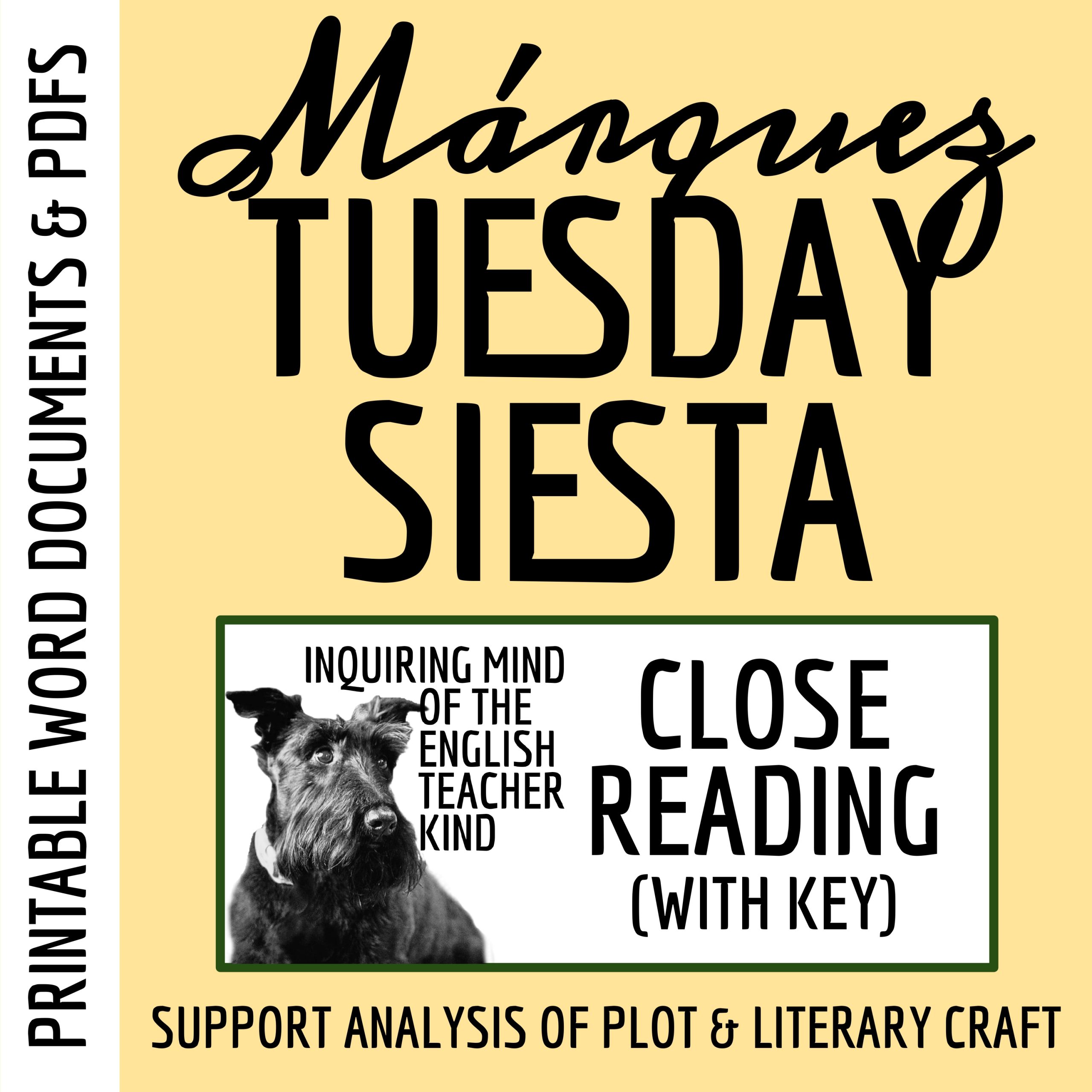 "Tuesday Siesta" by Gabriel Garcia Marquez Close Reading Analysis Worksheet