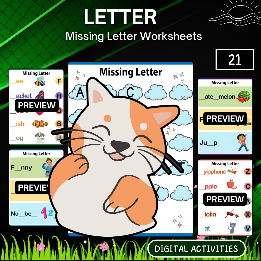 Missing Letter Worksheets back to school activities