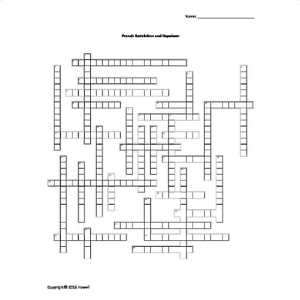 The French Revolution and Napoleon Crossword for World History