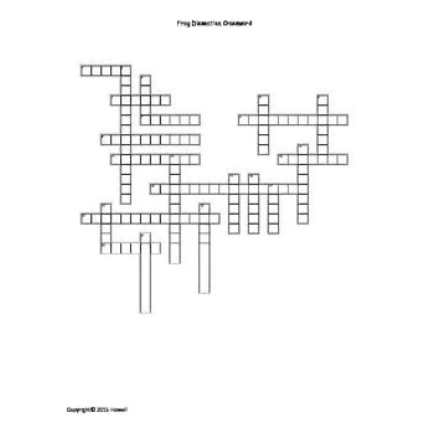 Frog Dissection Crossword