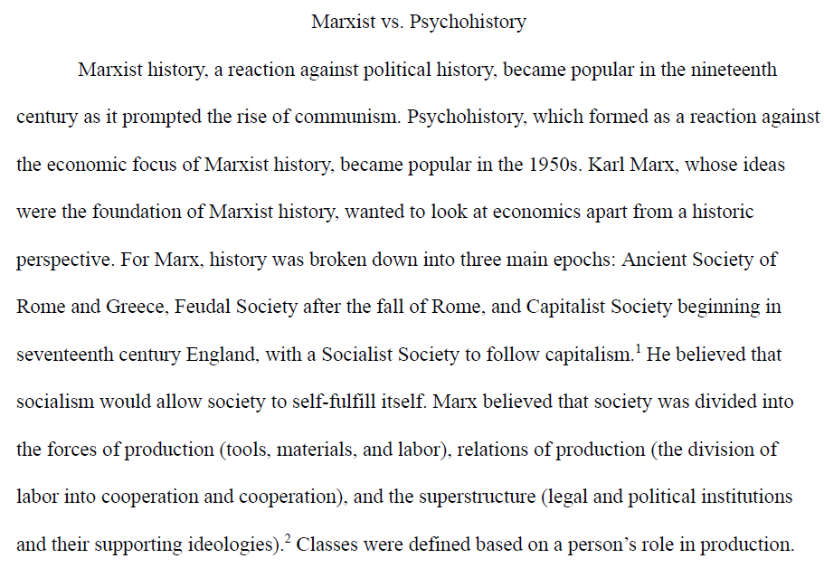 Marxist vs. Psychohistory Paper